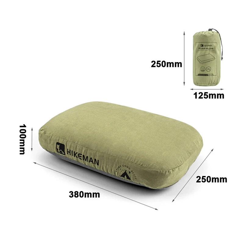 (image for) HIKEMAN Soft Slow Rebound Memory Foam Pillow Outdoor Camping Travel Cervical Pillow Portable NoonBreak Pillow Neck Support Pillow Comfortable Sleeping Pillow